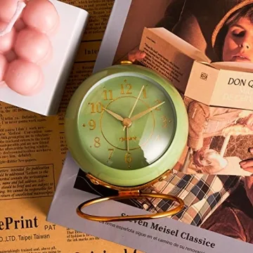 Elegant Olive Green Metal Desk Clock for Home & Office