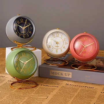 Elegant Olive Green Metal Desk Clock for Home & Office