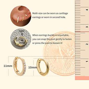 Tiny 14K Gold Hoop Earrings for Women Sterling Silver Hoop Earrings Huggie Mini Hoop Earrings (Hoop-Polish-Gold-Plated)