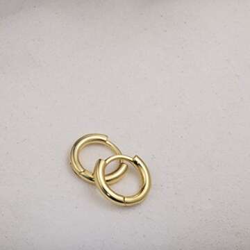 Tiny 14K Gold Hoop Earrings for Women Sterling Silver Hoop Earrings Huggie Mini Hoop Earrings (Hoop-Polish-Gold-Plated)