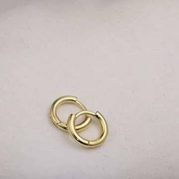 Tiny 14K Gold Hoop Earrings for Women Sterling Silver Hoop Earrings Huggie Mini Hoop Earrings (Hoop-Polish-Gold-Plated)