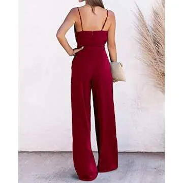 PRETTYGARDEN Women 2023 Sleeveless Spaghetti Strap Cowl Neck Backless Satin Jumpsuits Loose Wide Leg Romper With Pockets
