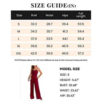 PRETTYGARDEN Women 2023 Sleeveless Spaghetti Strap Cowl Neck Backless Satin Jumpsuits Loose Wide Leg Romper With Pockets