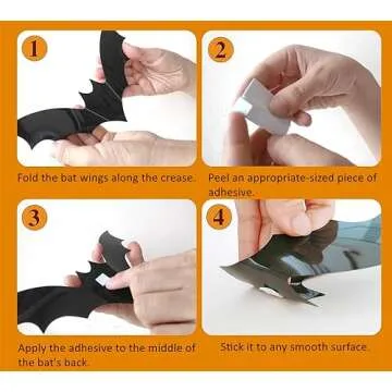 Bats Halloween Decorations 100 Pcs - Realistic PVC 3D Bats Wall Decor, 4 Sizes Black Bats Stickers Wall Decal for Creep Home Bathroom Decor Indoor Halloween Party Decorations Supplies