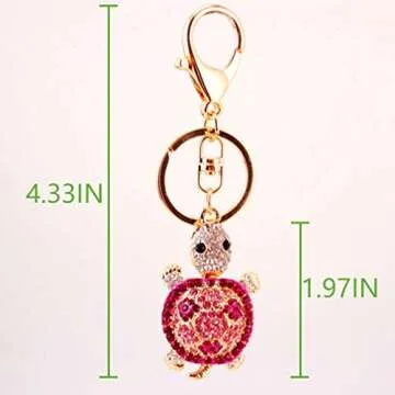 Cute Turtle Crystal Rhinestone Keychain for Women