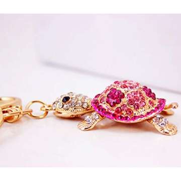 Cute Turtle Crystal Rhinestone Keychain for Women