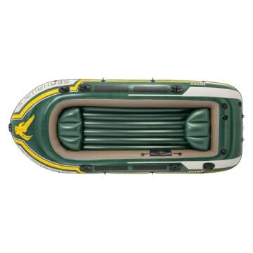 Intex 68351EP Seahawk 4 Inflatable Boat Set: Includes Deluxe 54in Boat Oars and High-Output Pump –...
