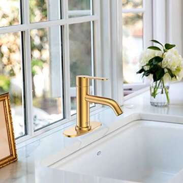 Elegant AMAZING FORCE Brushed Gold Bathroom Faucet - Single Handle Design