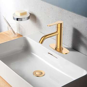 Stunning Brushed Gold Bathroom Sink Faucet with Drain