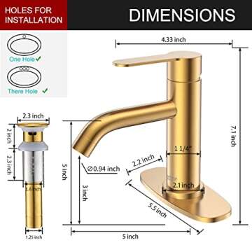 Stunning Brushed Gold Bathroom Sink Faucet with Drain