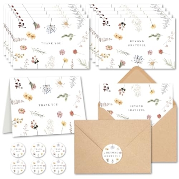 AUDREE Beyond Grateful Cards with Envelopes - 20 Floral Thank You Cards