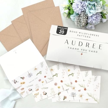 AUDREE Beyond Grateful Floral Thank You Cards - 20 Pack