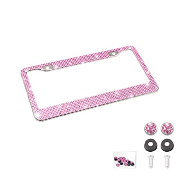 Bling Car License Plate Frame, Handcrafted Crystal Stainless Steel, Sparkly, Durable, Universal Fit,...