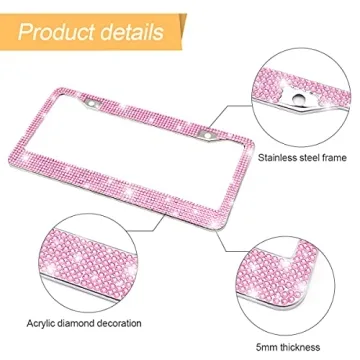 Bling Car License Plate Frame for Women - Sparkly & Durable