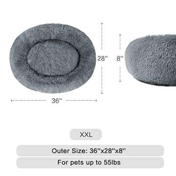 OQQ Dog Beds Calming Dog Bed, Faux Fur Fluffy Donut Cuddler Anxiety Cat Bed, Round Donut Dog Beds La...