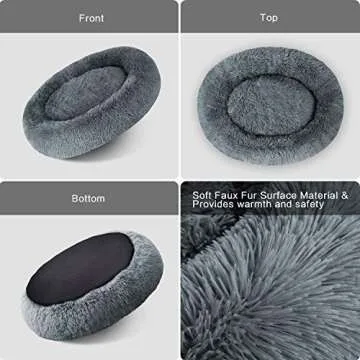 OQQ Calming Dog Bed - Cozy Faux Fur Dog Bed for Medium Dogs