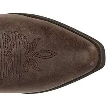 Womens Western Cowgirl Cowboy Boots Mid Calf Snip Toe Fashion Shoes Brown US 9.5