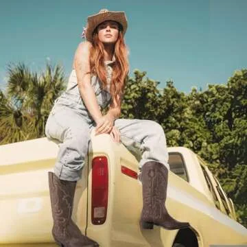 Womens Western Cowgirl Cowboy Boots Mid Calf Snip Toe Fashion Shoes Brown US 9.5