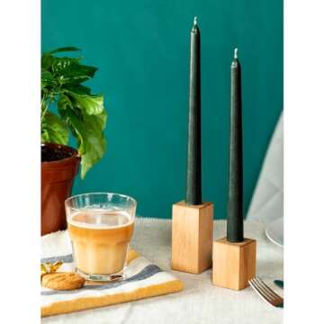 CANDWAX 8 inch Taper Candles Set of 4 - Halloween Taper Candles Unscented - Tall Candles Long Burning Perfect as Black Halloween Decorations or Dinner Candles – Coal Black Candles