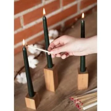 Candwax 8-Inch Black Taper Candles Set of 4 for Halloween