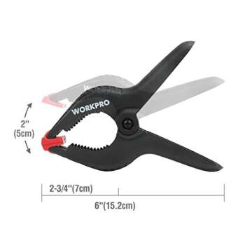 WORKPRO 20-Piece Plastic Spring Clamp Set, Jaw Open Sizes 3/4", 1", 2", 3", for Wood Working, DIY, Sembling, Photo Studio Backdrops Backgrounds, W001402A