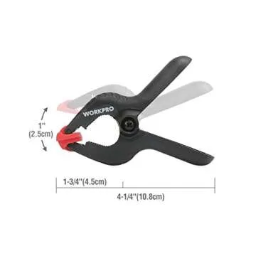 WORKPRO 20-Piece Plastic Spring Clamp Set, Jaw Open Sizes 3/4", 1", 2", 3", for Wood Working, DIY, Sembling, Photo Studio Backdrops Backgrounds, W001402A