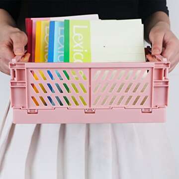 Tixill Mini Foldable Plastic Baskets - Organizing Crate