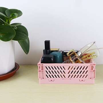 Tixill Mini Foldable Plastic Baskets - Organizing Crate