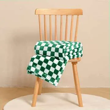FY FIBER HOUSE Checkered Flannel Fleece Blanket 50x60 Green