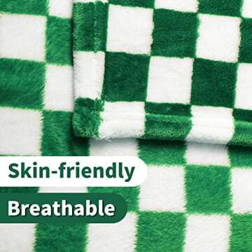 FY FIBER HOUSE Checkered Flannel Fleece Blanket 50x60 Green