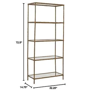 Signature Design by Ashley Ryandale Modern 5 Shelf Bookcase, Antique Brass Finish