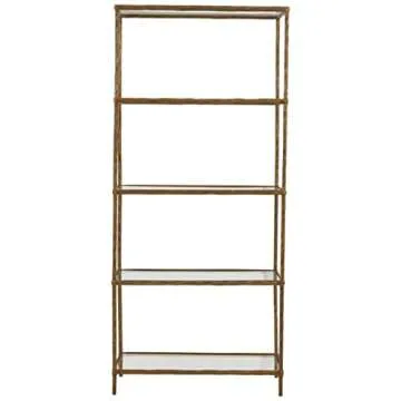 Signature Design by Ashley Ryandale Modern 5 Shelf Bookcase, Antique Brass Finish