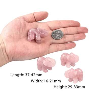 SUNYIK Rose Quartz Elephant Pocket Statue - 1.5" Healing Decor