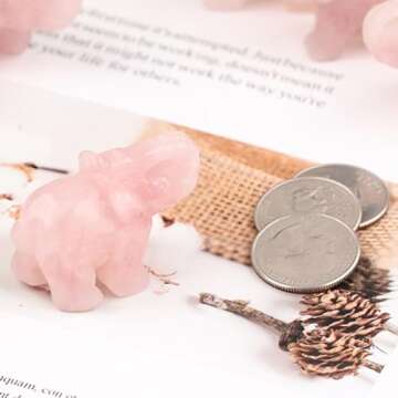 Charming Rose Quartz Elephant Pocket Statue for All Ages