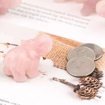 Charming Rose Quartz Elephant Pocket Statue for All Ages