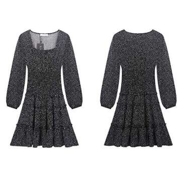 R.Vivimos Women's Autumn Long Sleeve Cotton Polka Dot Print Mini Dress