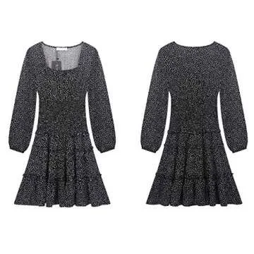 R.Vivimos Women's Autumn Long Sleeve Cotton Polka Dot Print Mini Dress
