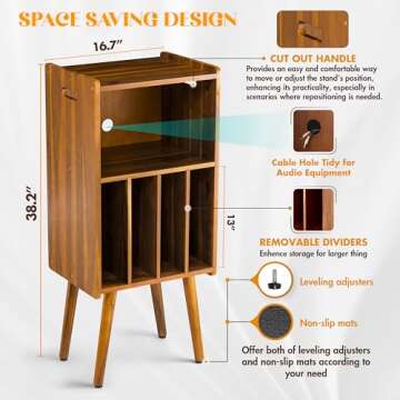 Wooden LP Record Player Stand - Durable Acacia Wood Design