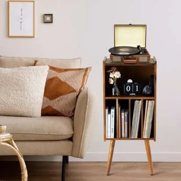 Wooden LP Record Player Stand - Durable Acacia Wood Design