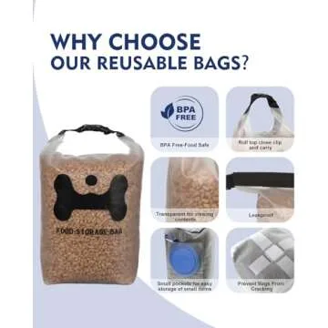 Durable 30-Cup Dog Food Storage Bag with Bowls