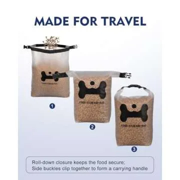 Durable 30-Cup Dog Food Storage Bag with Bowls