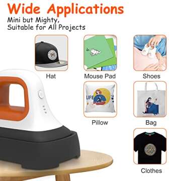 INFANT MOMENT Mini Heat Press Machine - (7"×3.8"), Heating Sublimation Transfer Projects for Tshirt...