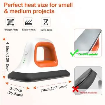 INFANT MOMENT Mini Heat Press Machine - (7"×3.8"), Heating Sublimation Transfer Projects for Tshirt Hats Bags Pillows Shoes Aprons,Features Insulated Safety Base, 3 Temperature Modes (Orange)