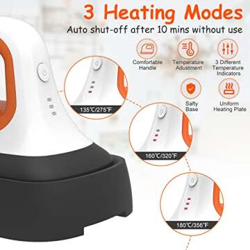 INFANT MOMENT Mini Heat Press Machine - (7"×3.8"), Heating Sublimation Transfer Projects for Tshirt Hats Bags Pillows Shoes Aprons,Features Insulated Safety Base, 3 Temperature Modes (Orange)