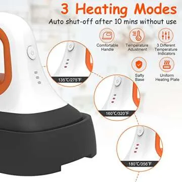 INFANT MOMENT Mini Heat Press Machine - (7"×3.8"), Heating Sublimation Transfer Projects for Tshirt Hats Bags Pillows Shoes Aprons,Features Insulated Safety Base, 3 Temperature Modes (Orange)