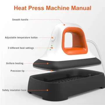 INFANT MOMENT Mini Heat Press Machine - (7"×3.8"), Heating Sublimation Transfer Projects for Tshirt Hats Bags Pillows Shoes Aprons,Features Insulated Safety Base, 3 Temperature Modes (Orange)