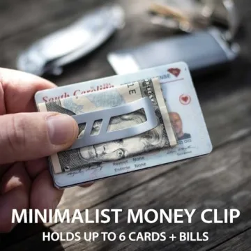 Toolcard Pro with Money Clip - 40 in 1 Credit Card Multitool Card - Sleek Minimalist Stainless Steel Wallet Card and Money Clip by Lever Gear (1, Silver)