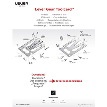 Toolcard Pro with Money Clip - 40 in 1 Credit Card Multitool Card - Sleek Minimalist Stainless Steel Wallet Card and Money Clip by Lever Gear (1, Silver)