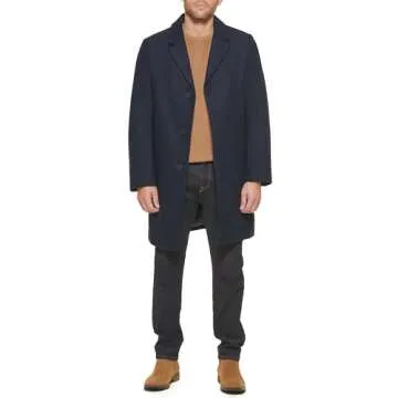 Stylish DKNY Men's Wool Blend Notch Collar Coat for Modern Elegance