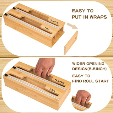 Bamboo Foil and Plastic Wrap Organizer for Kitchen